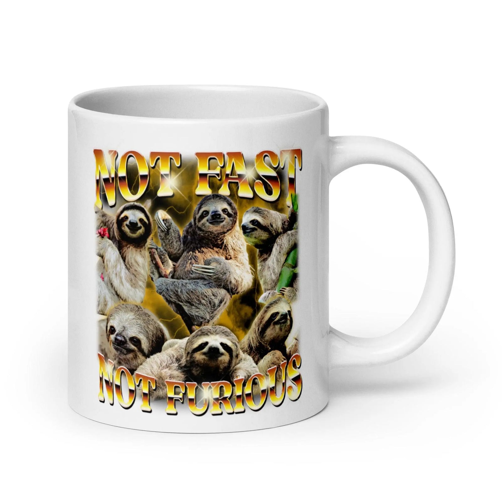 Not Fast Not Furious White glossy mug - Orbital Clothing
