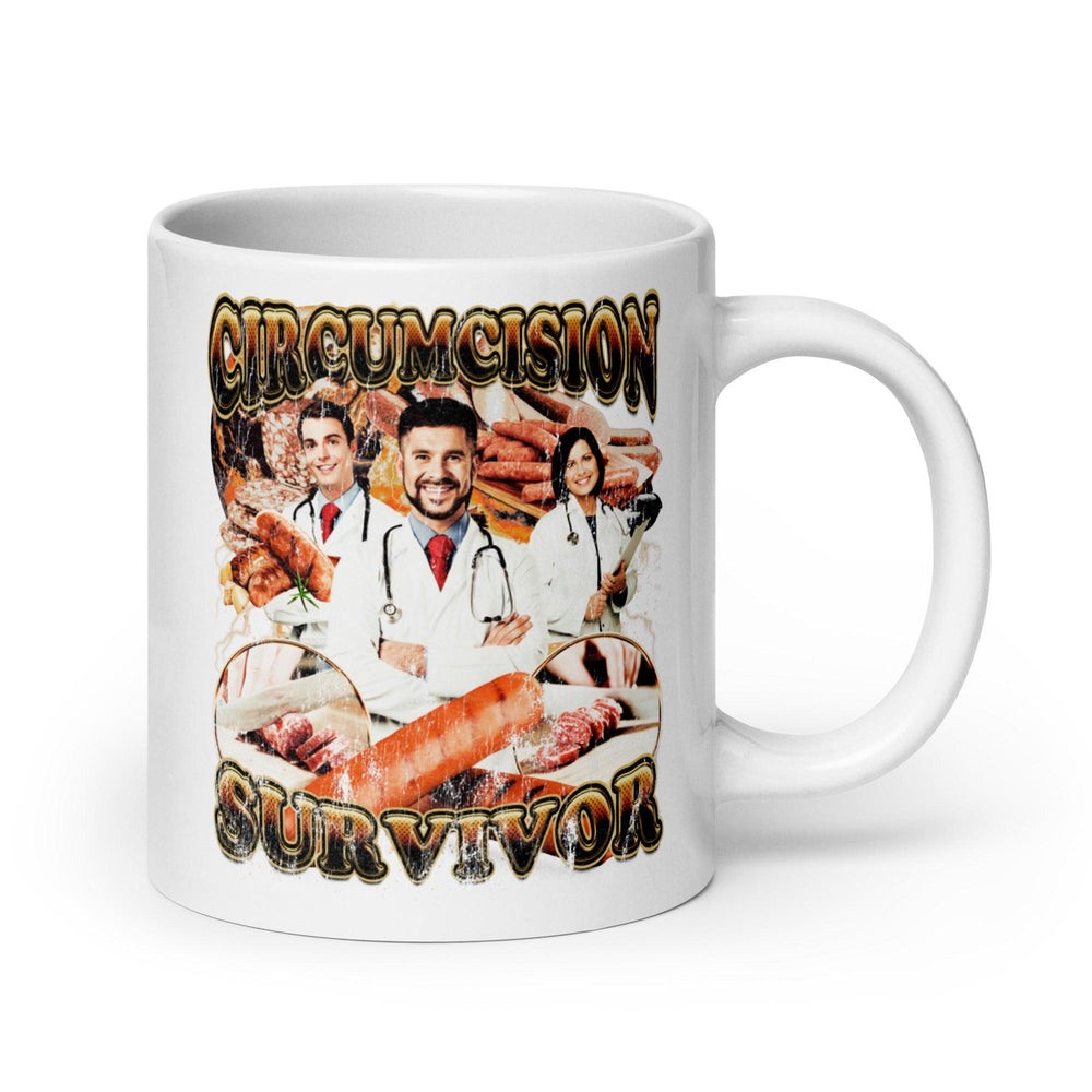 Circumcision Survivor White glossy mug - Orbital Clothing