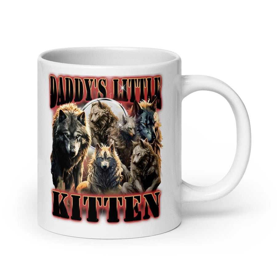 Daddy's Little Kitten White glossy mug - Orbital Clothing