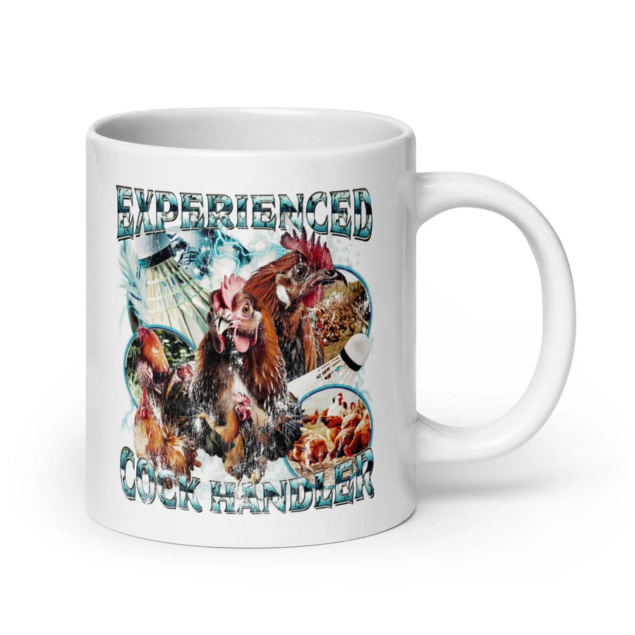 Experienced Cock Handler White glossy mug - Orbital Clothing