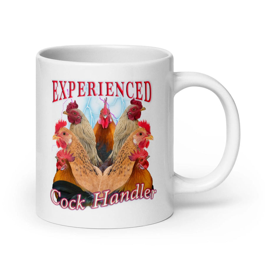 Experienced Cock Handler White glossy mug - Orbital Clothing