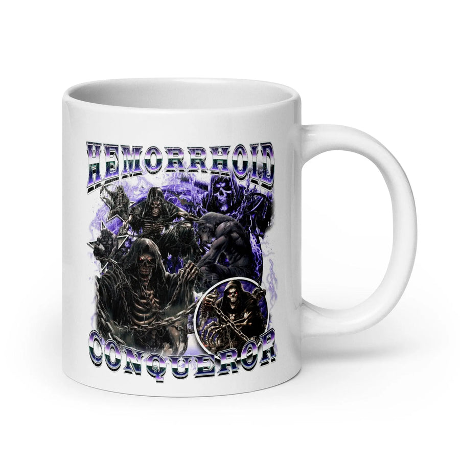 Hemorrhoid Conqueror White glossy mug - Orbital Clothing