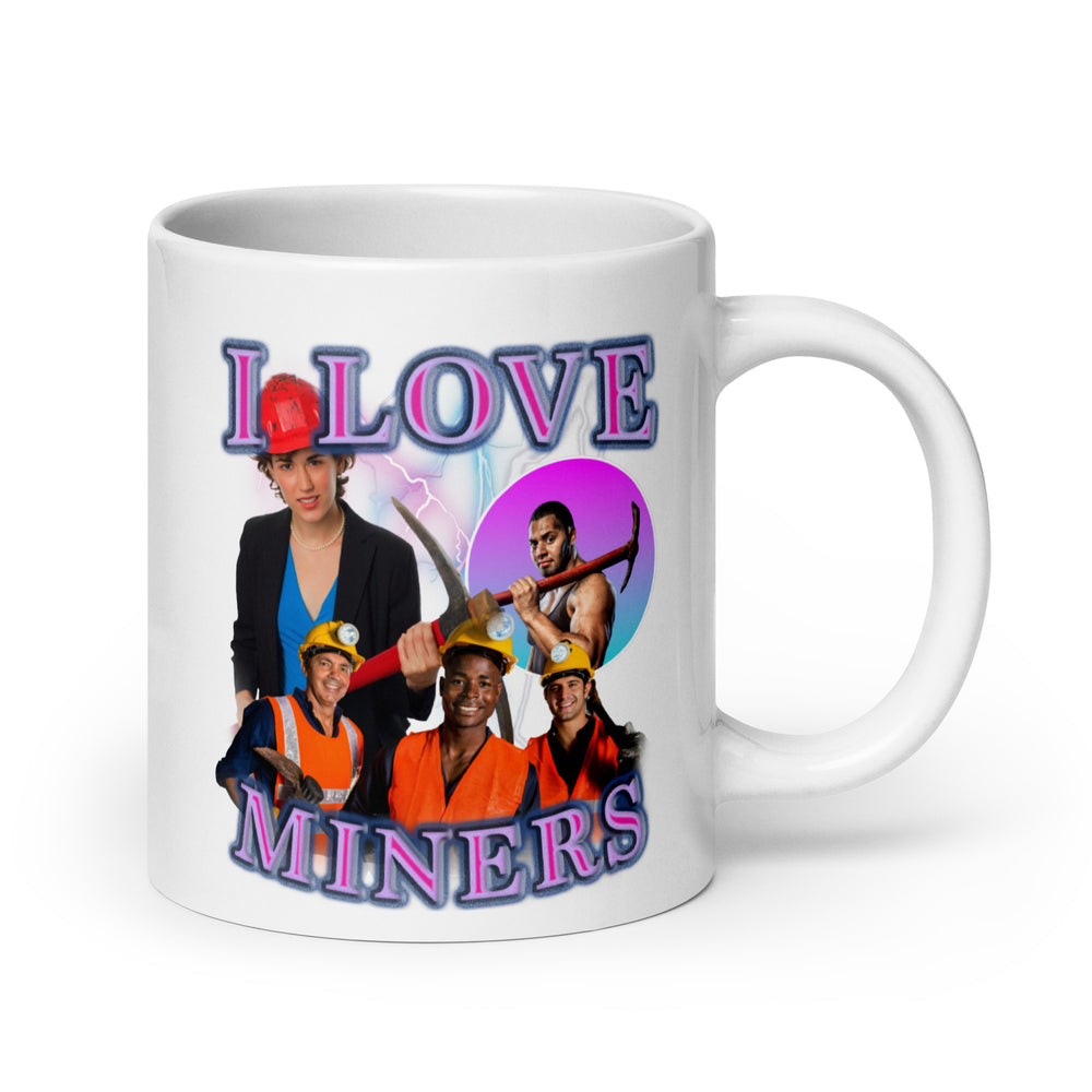 I Love Miners White glossy mug