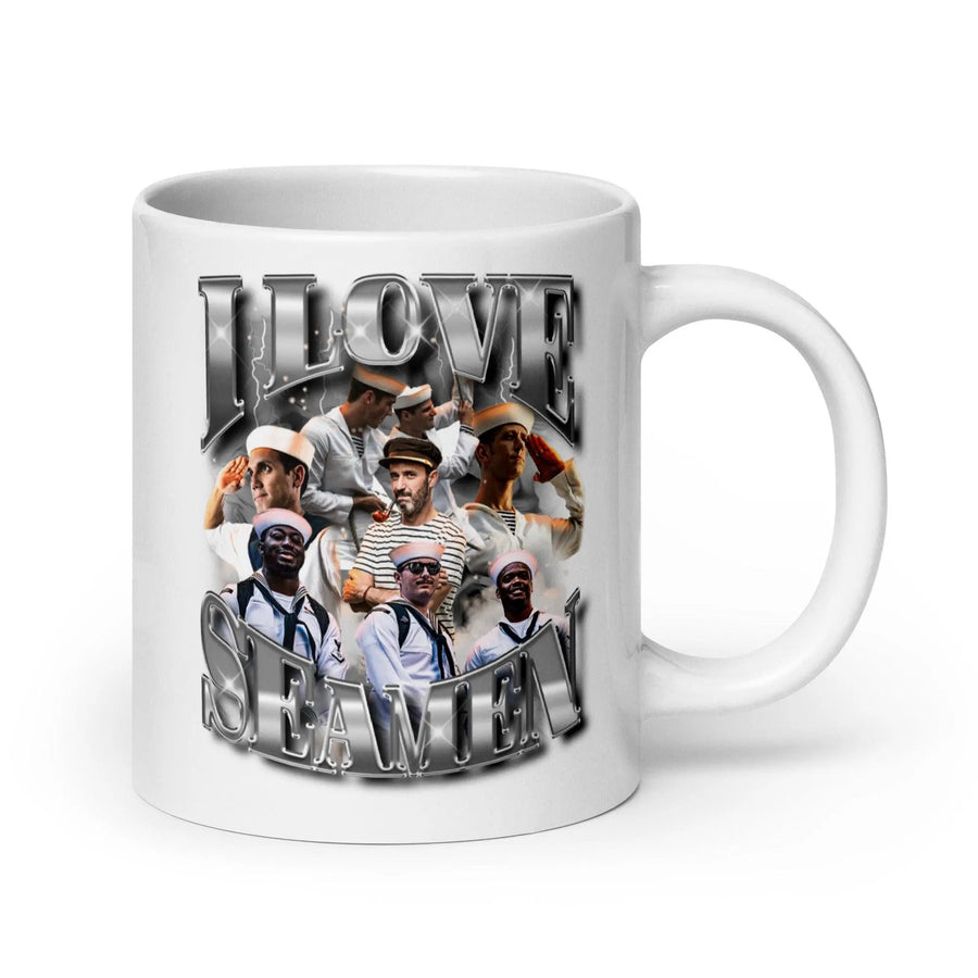 I Love Seamen White glossy mug - Orbital Clothing