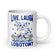 Live Laugh Lobotomy Cartoon-Design 1 Weißer glänzender Becher