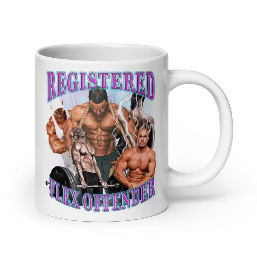 Registered Flex Offender White glossy mug - Orbital Clothing