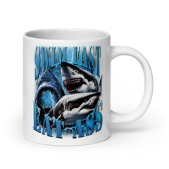 Swim Fast Eat Ass White glossy mug