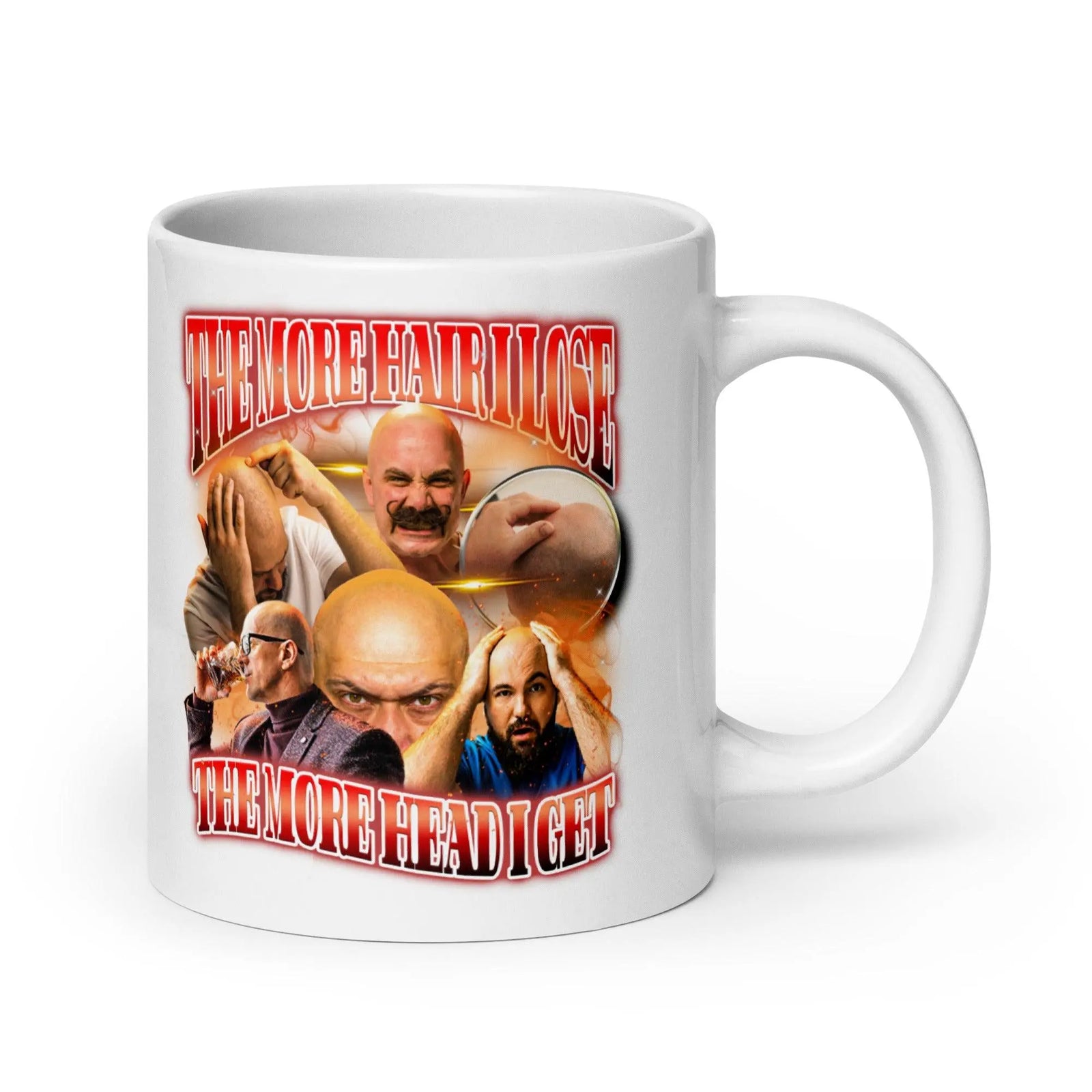 The more hair I lose the more head I get White glossy mug - Orbital Clothing