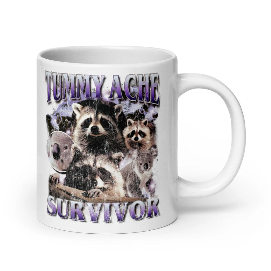 Tummy Ache Survivor White glossy mug - Orbital Clothing