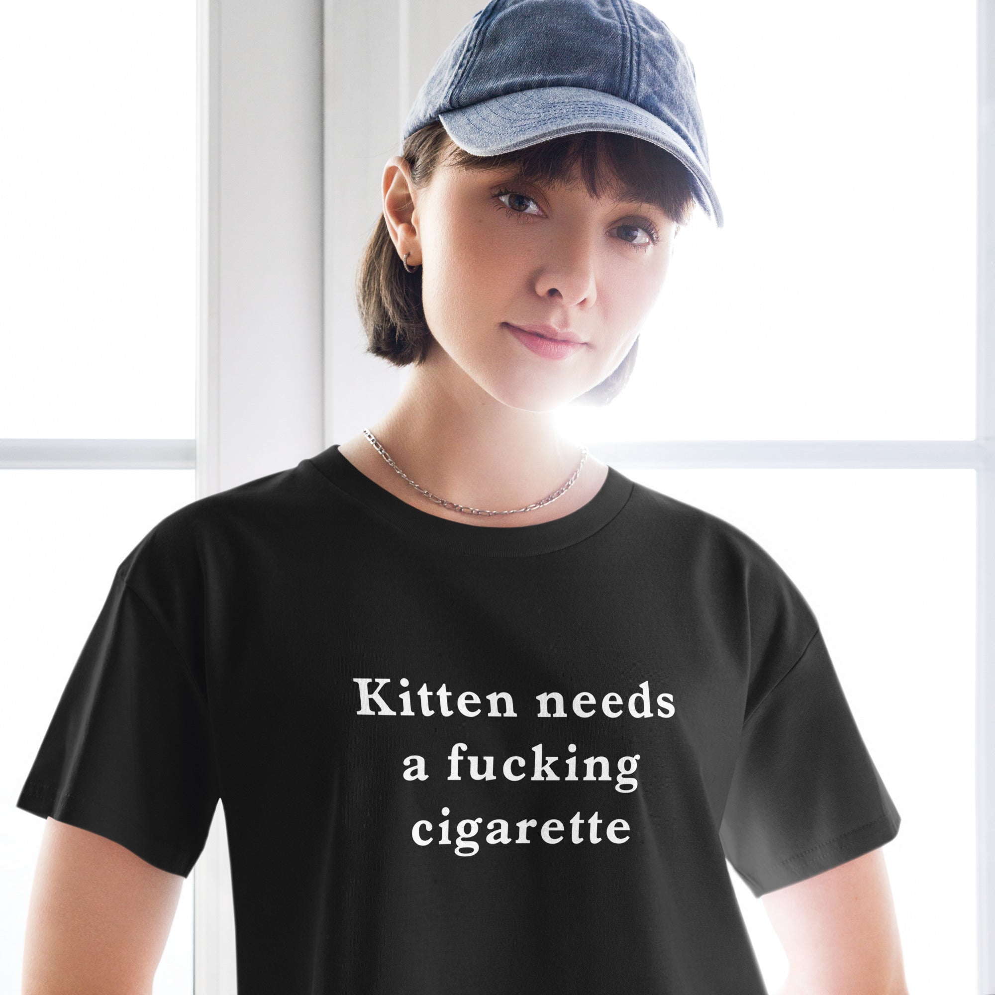 kitten needs a cigarette hat Kitten needs a cigarette crop top – Orbital Clothing kitten needs a cigarette hat Kitten needs a cigarette crop top – Orbital Clothing