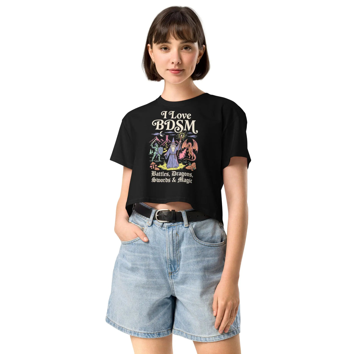 I Love BDSM (Battles, Dragons, Swords & Magic) Women’s crop top Orbital Clothing