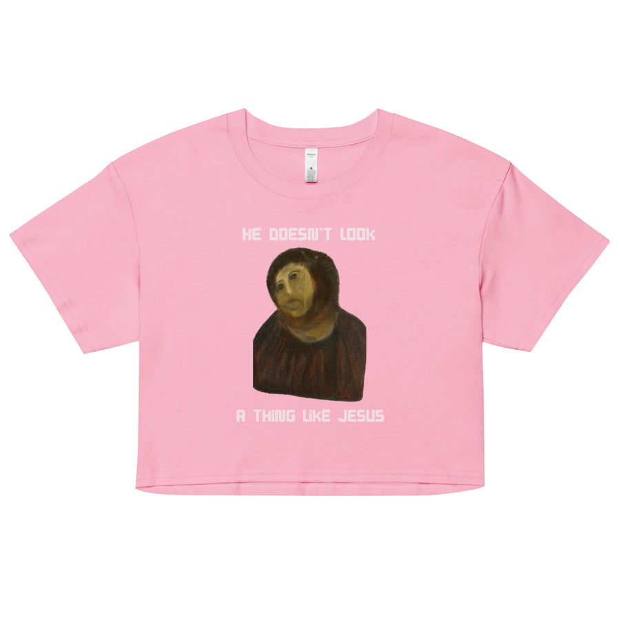 He doesn't look a thing like Jesus Women’s crop top Orbital Clothing