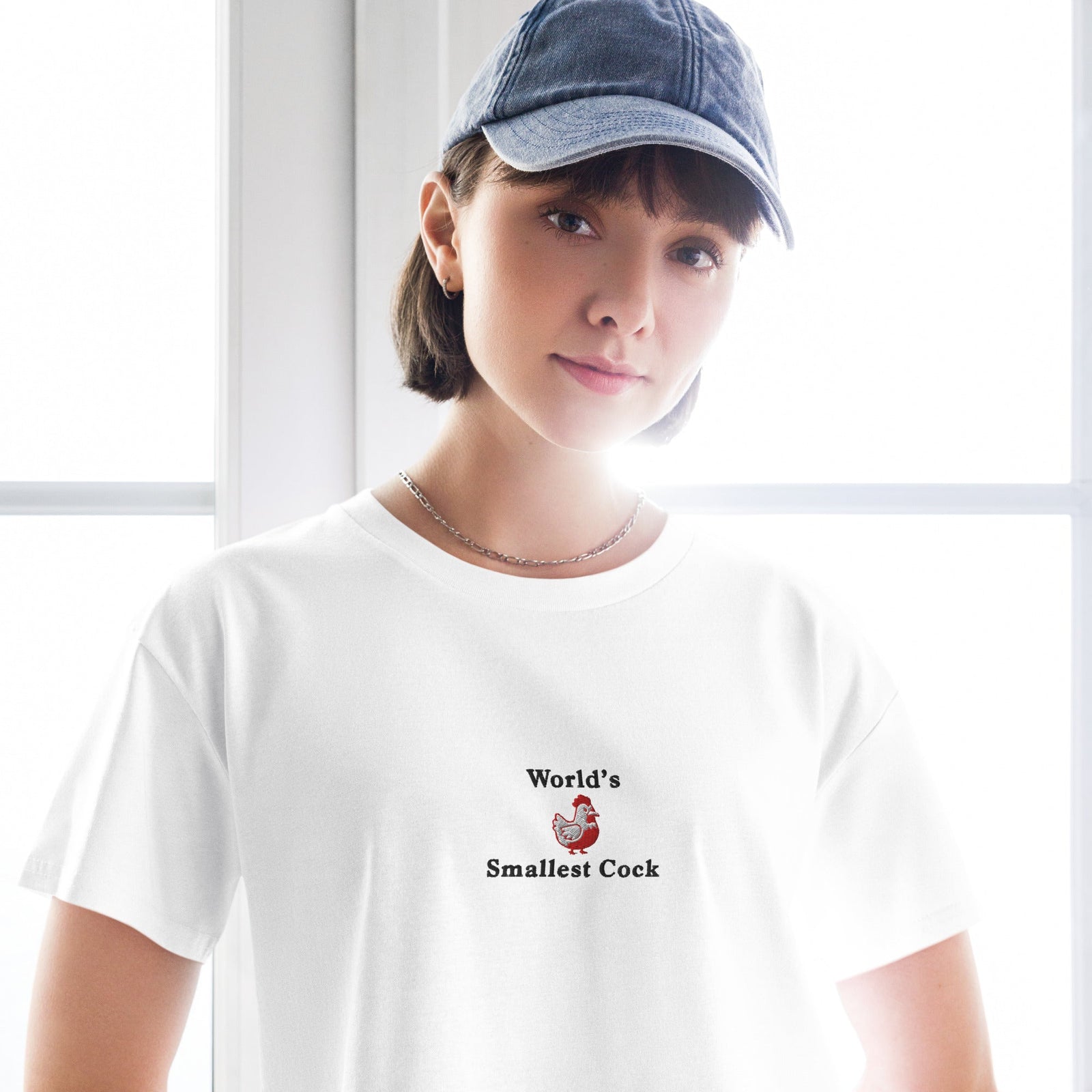 World's Smallest Cock (embroidered) Women’s crop top Orbital Clothing