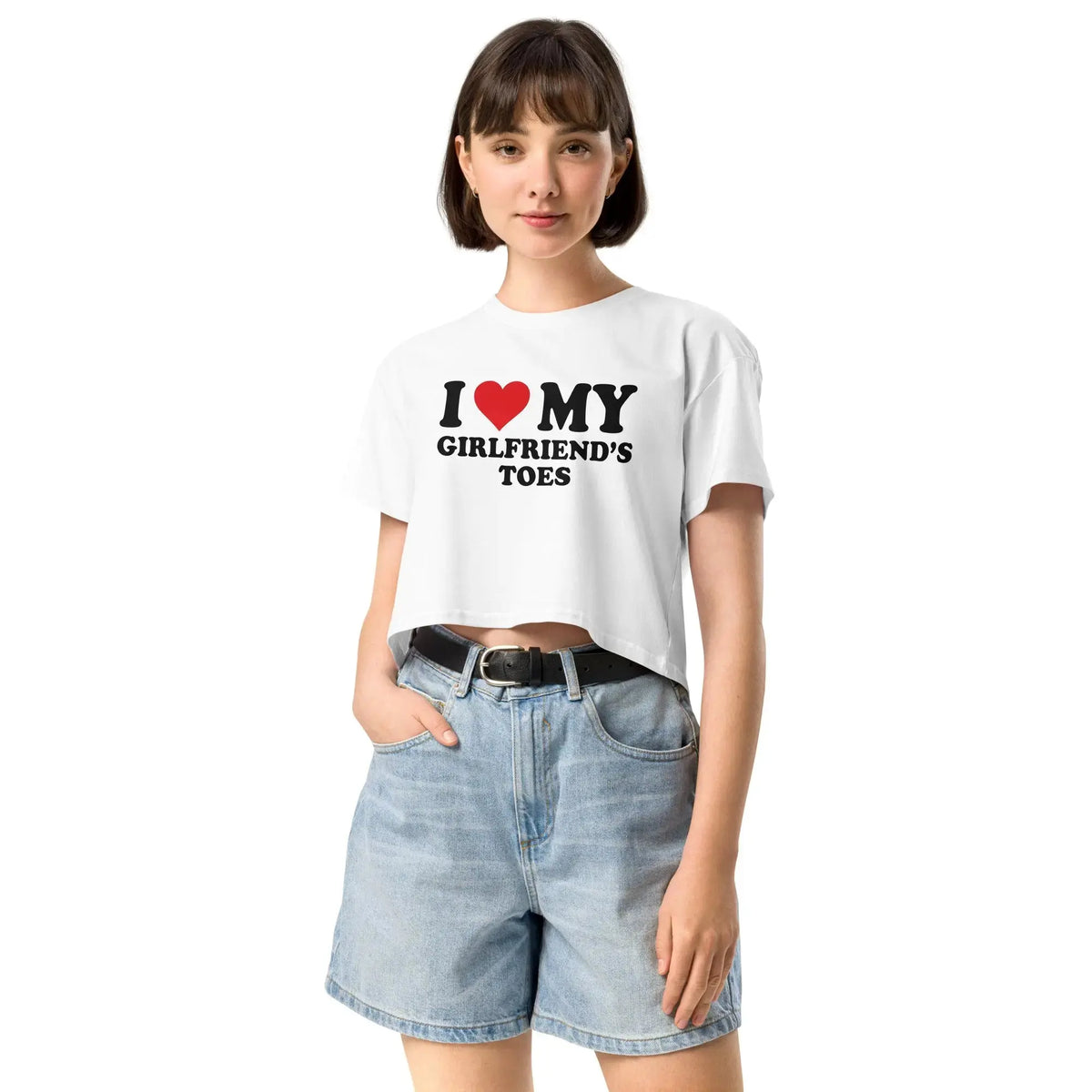 I love my girlfriends toes crop top Orbital Clothing