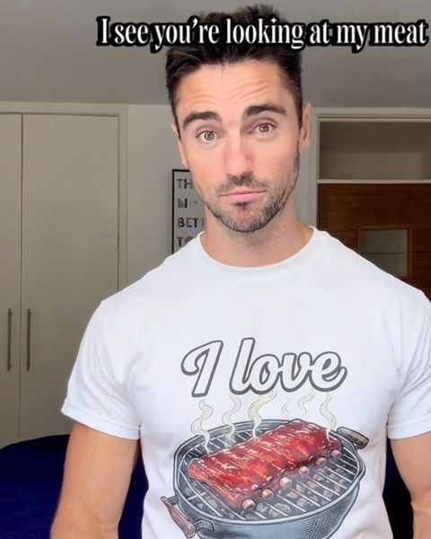 @charlexzfitness wearing I love a fat rack (of BBQ ribs) T-Shirt